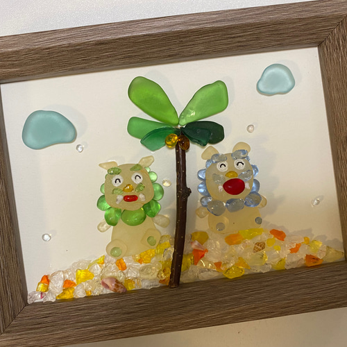 シーグラスアート〖ANTIQUE〗 シーグラスアート NO.63 『Green in life』の通販 by miiiiiko's