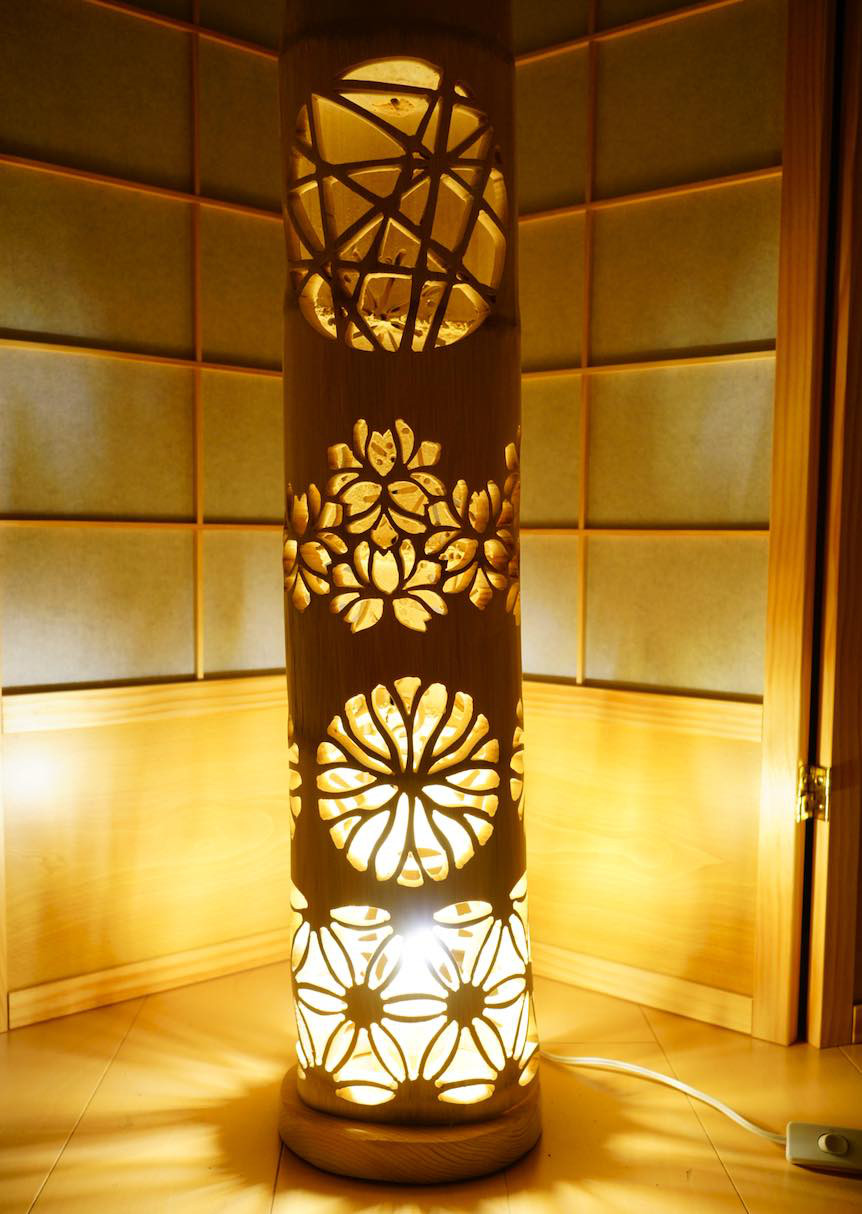 竹灯り・竹あかり・竹灯籠・竹灯篭・竹ランプ   繊細・両面彫り～～ 癒しの灯り★創線光★～～