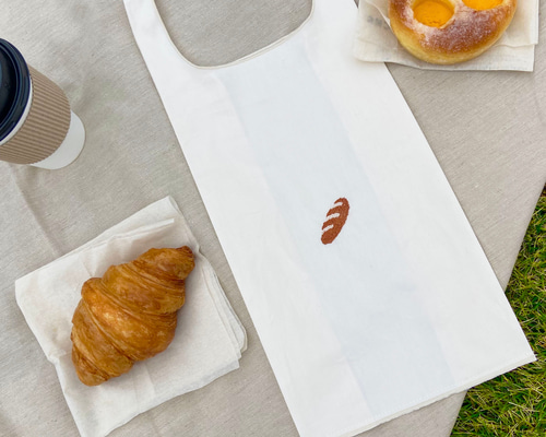 No.50 フランス マルシェ袋 クロワッサン柄 パン袋 クラフト No.50