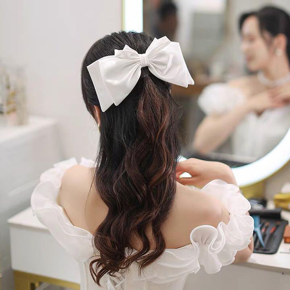 リボン ウェディング ヘッドドレス 結婚式 ヘアアクセサリー 8/22 ヘア