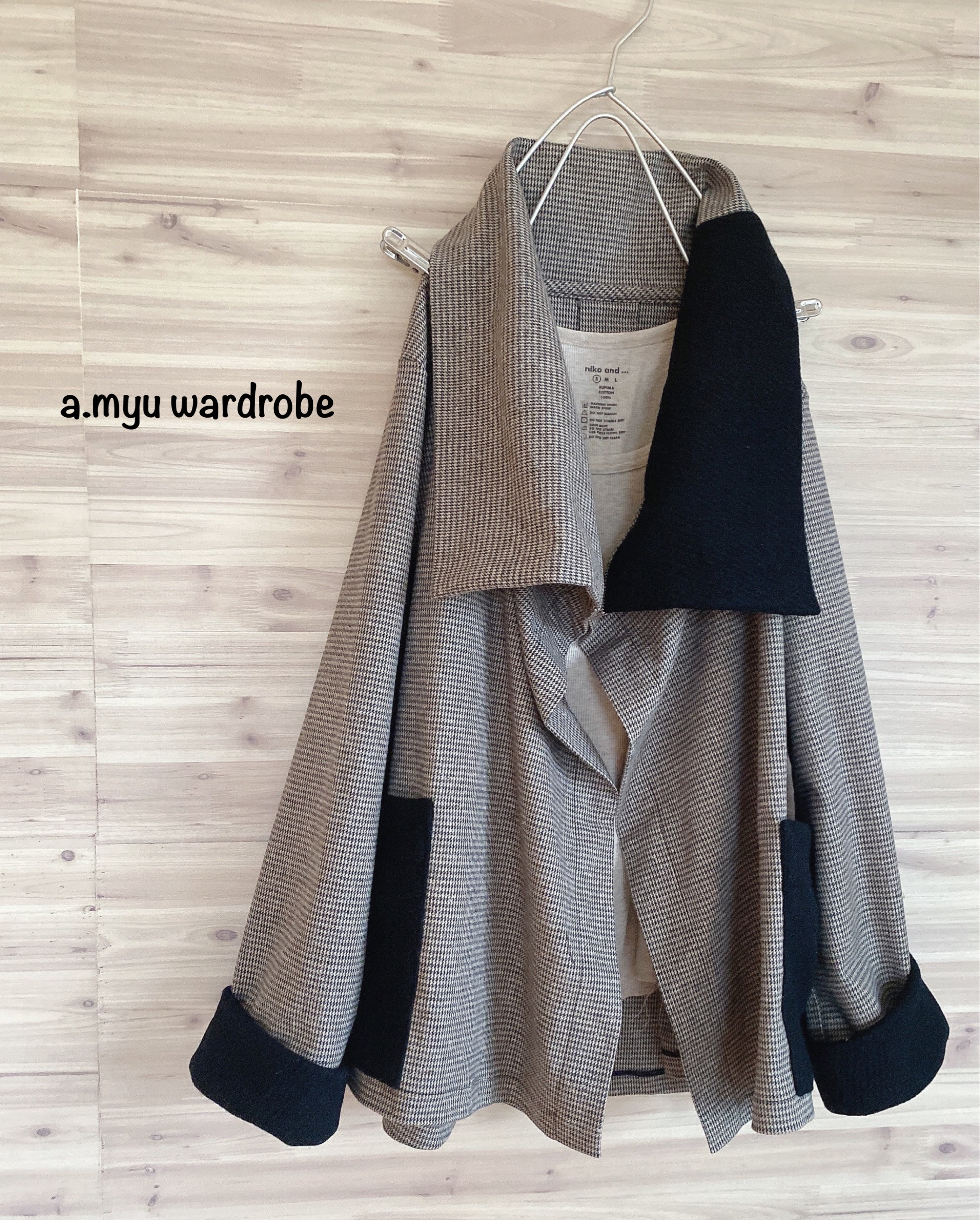 a.myu 3パターンコート　千鳥格子　起毛wool