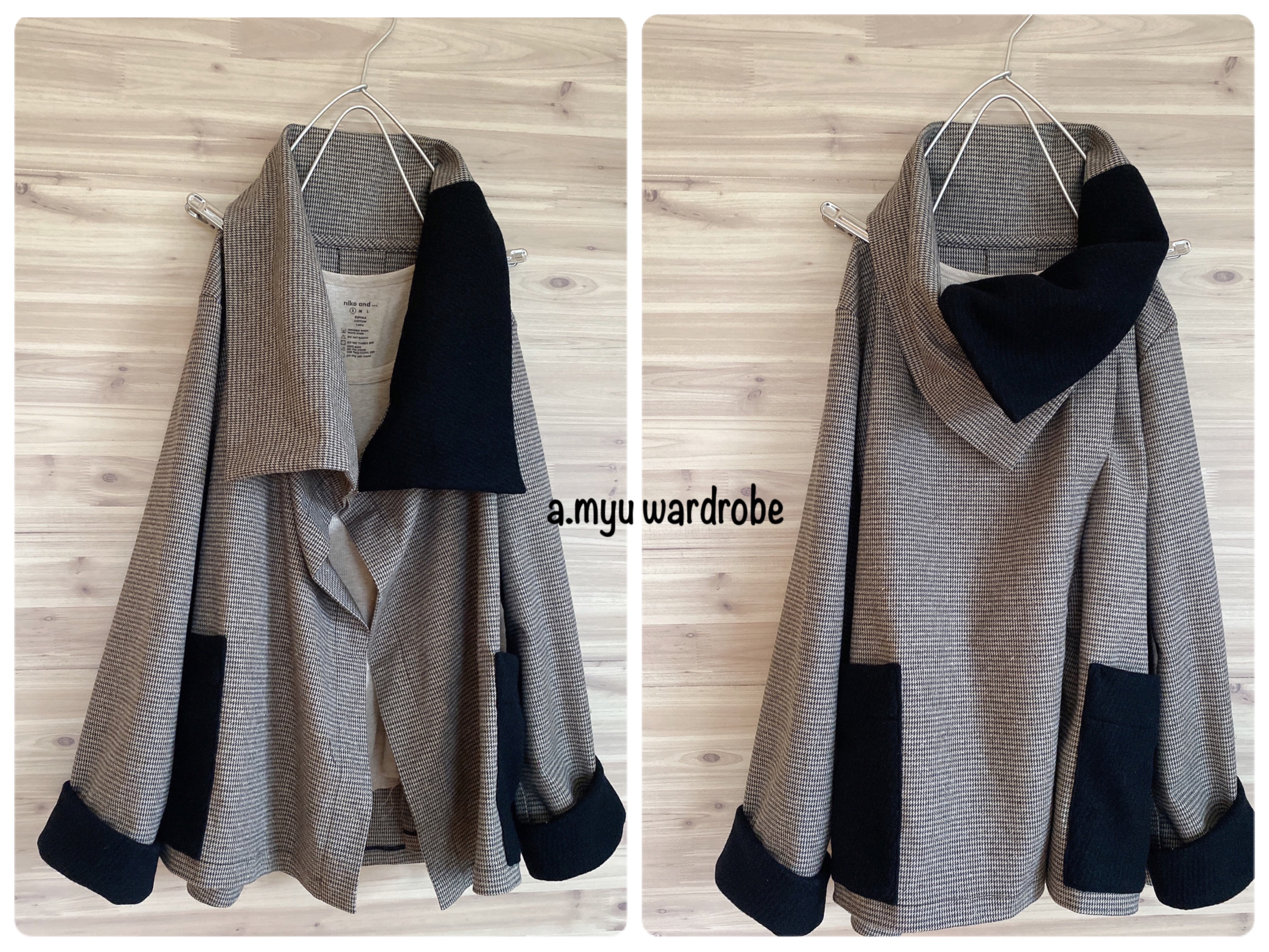 a.myu 3パターンコート　千鳥格子　起毛wool