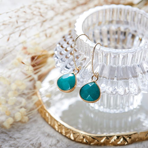 14kgfグリーンアゲートピアス/イヤリング