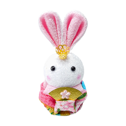 ひな祭り】うさちゃんひな人形（♂黄緑、♀ピンク）【つまみ細工