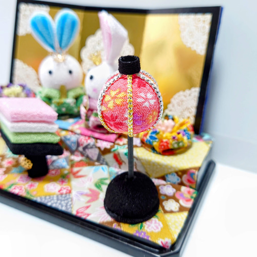 ひな祭り】うさちゃんひな人形（♂黄緑、♀ピンク）【つまみ細工