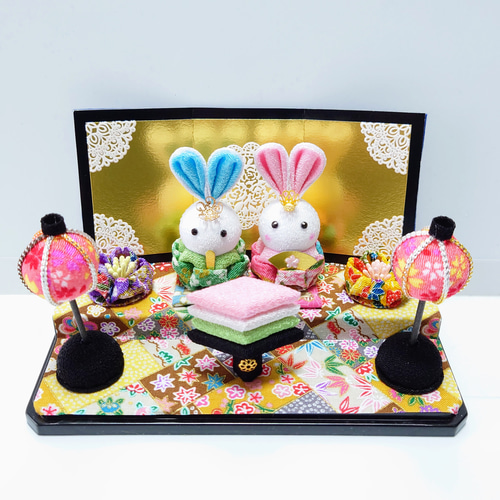 ごん様　ハンドメイド　雛人形　お雛様　リバティ　つまみ細工　おしゃれ　うさぎ かわいい^ ^うさぎのひな人形【つまみ細工】HANDICRAFT お雛様 雛人形