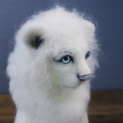 羊毛フェルト　ホワイトライオン　置　ハンドメイド f9e828bc96d69a5f1178e14fefa55f