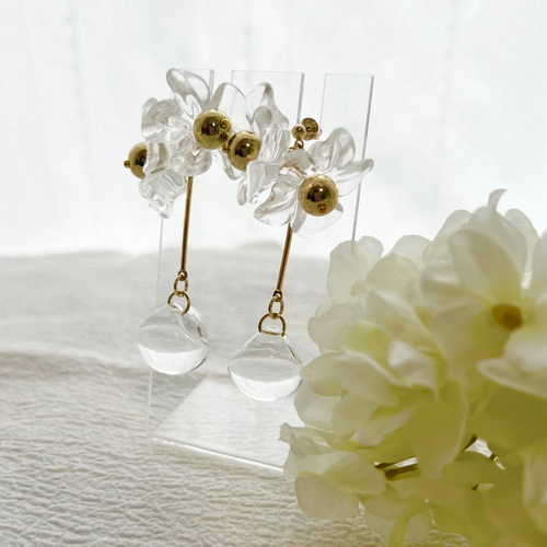 アクリルフラワーピアス イヤリング対応】アクリルフラワー
