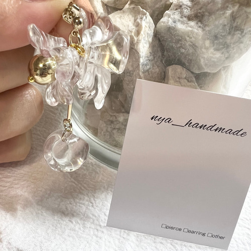 アクリルフラワーピアス イヤリング対応】アクリルフラワー クリア
