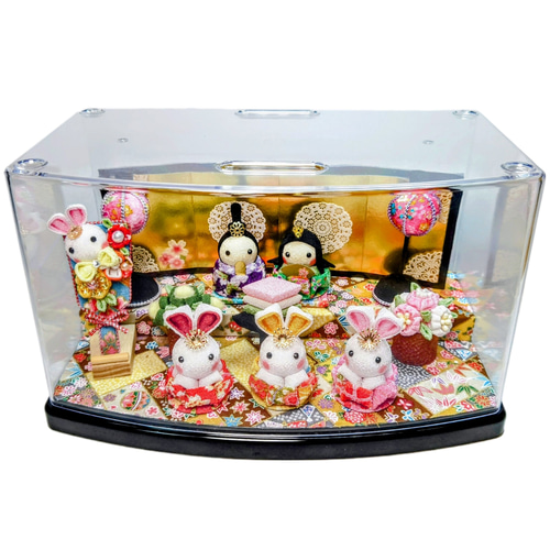 michi55！うさぎのお雛様！三人官女うさちゃんと！ちりめん細工