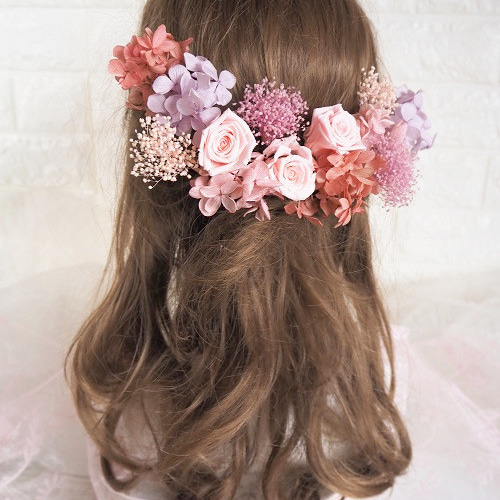 3.薔薇♡紫陽花/あじさい.バレッタ.ヘアアクセサリー.ピンク 少し