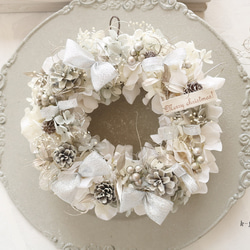 白いクリスマスリース クリスマスリース リース 玄関 天然素材 直径36cm 北欧 おしゃれ