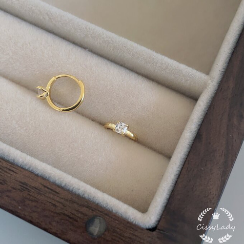 ピアス フープ レディース フープピアス czダイヤ 18金 18k
