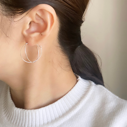 silver filled MARKO キャッチレス フープピアス ピアス（フープ