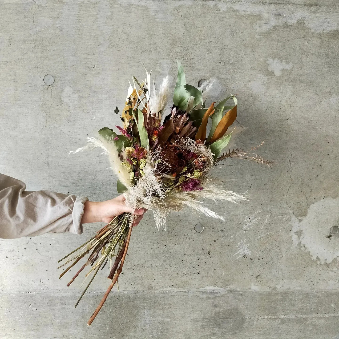 Dried flowers wedding bouquet