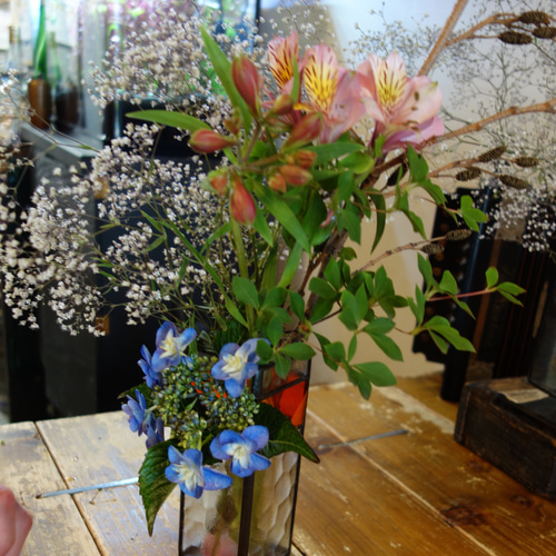 昭和ガラスと米国製オレンジガラス】フラワーベース 花瓶 花器