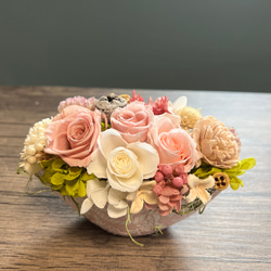 プリザーブドフラワー アレンジ ピンク、ラベンダー プリザーブド