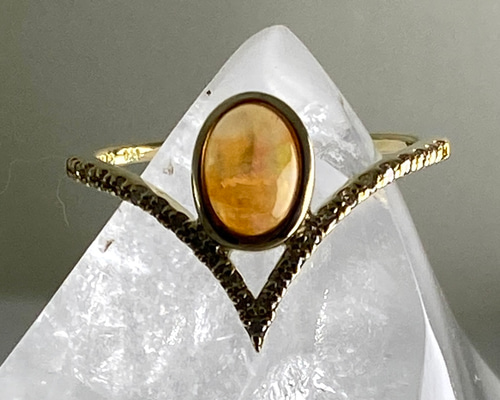 【全品送料無料】 1点限り】天然ファイヤーオパール0.542ct メキシコ K18リング 指輪・リング