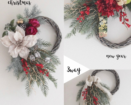 ⭐︎新作⭐︎取り付け簡単3way クリスマスリース お正月飾り