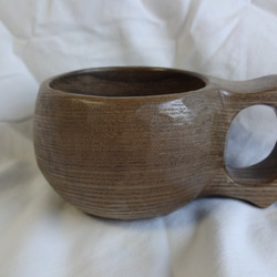 神代タモで作った一木彫りコーヒーカップ 1枚目の画像