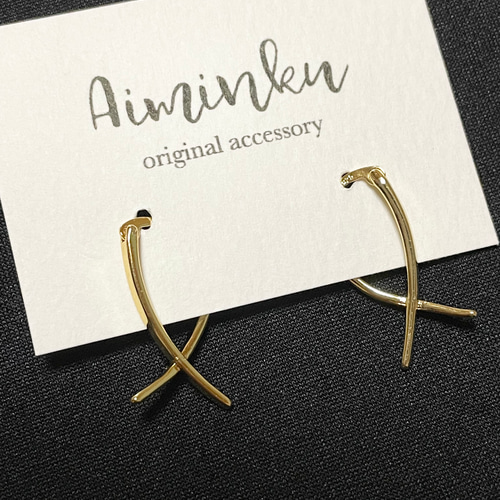 再販❣️クロスフープピアス ゴールド ピアス（フープ） Aiminku 通販 
