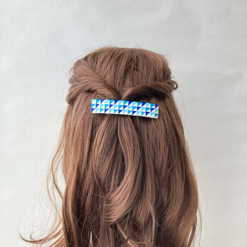 バレッタ 大きめ 青系 大人かわいい 毛量多い 軽い おしゃれ 送料無料