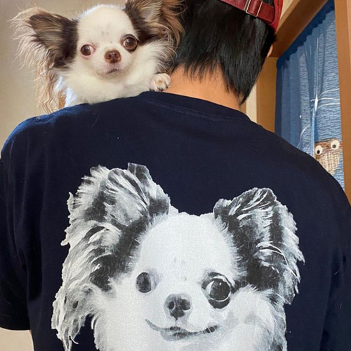 うちの子バックプリントイラストメンズ Tシャツ /オーダーメイド で
