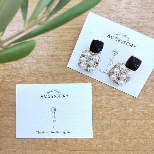 40枚 /ミニ台紙 ピアス アクセサリー台紙 シンプルデザイン /文字色  