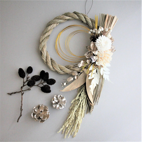 2024 しめ縄飾り ホワイト 2way ③ 2024 しめ縄飾り ホワイト 2way ③ 正月 しめ縄おしゃれ