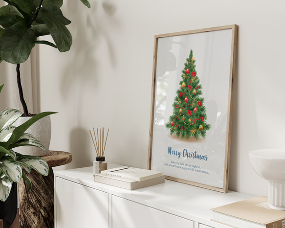 クリスマスツリー、クリスマスポスター、北欧、シンプル、ミニマル
