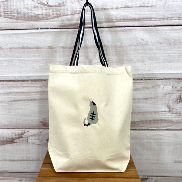 一点物限定セール】トラ猫シルエットの刺繍 キャンバスコットン