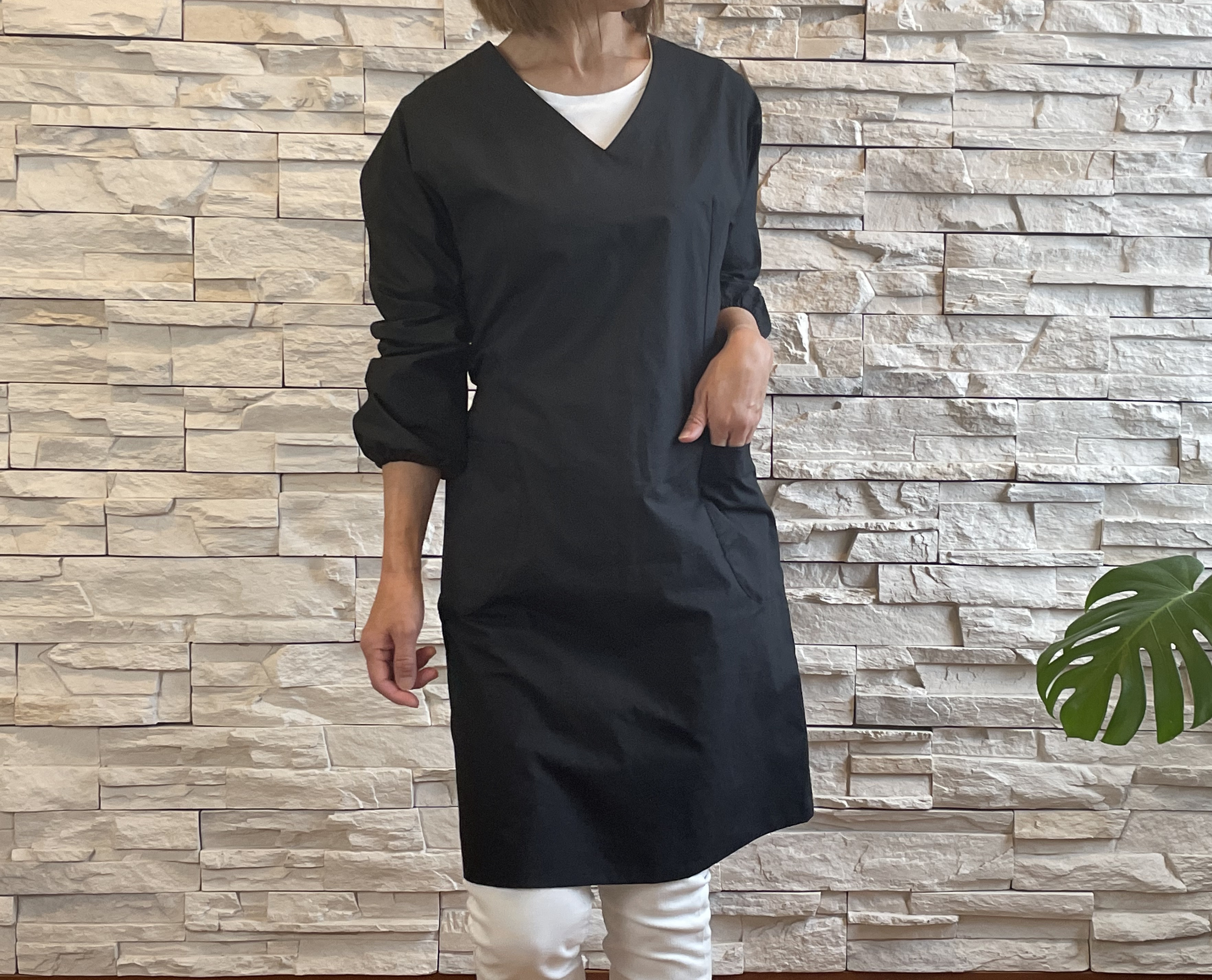 ドレス割烹着（ブラック）受注製作