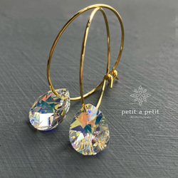 手術不銹鋼 Swarovski®︎ 懸垂珠寶環形耳環 第1張的照片
