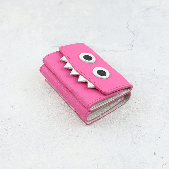[鮮豔的粉紅色]你會想向某人展示它/最小和可愛的緊湊型三折錢包[怪物迷你錢包] 第2張的照片