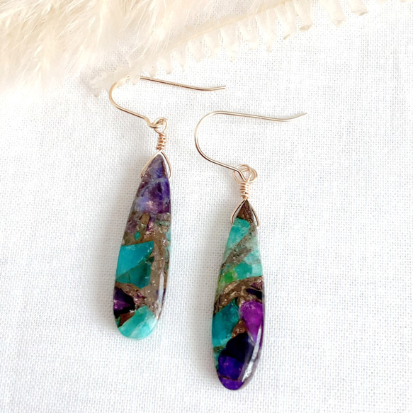 ブルーパープルコッパー ピアス,イヤリング/天然石 プレゼント