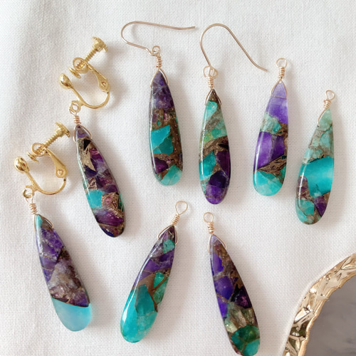 No.597✨天然石✨グァバクォーツコッパーの一粒ピアス　イヤリング No.597✨天然石✨グァバクォーツコッパーの一粒ピアス イヤリング