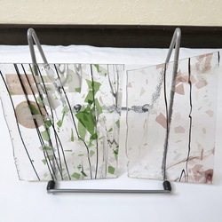 19 . ブルズアイ・グリーンとピンクのセット・ステンドグラス用のフラクチャーガラス（BU－4117とBU－4122） 3枚目の画像