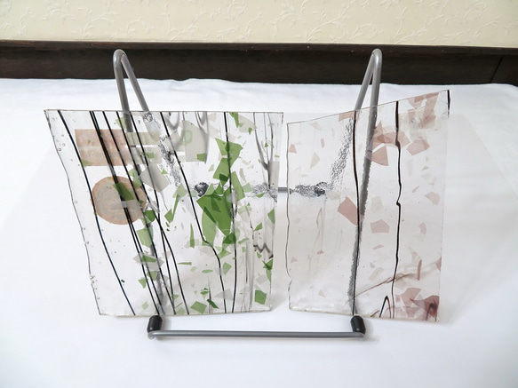 19 . ブルズアイ・グリーンとピンクのセット・ステンドグラス用のフラクチャーガラス（BU－4117とBU－4122） 3枚目の画像