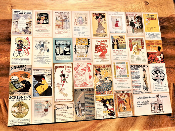 【SALE】D☆DATE 掲載ページ（ポスターサイズ）#7204 デザインペーパー 海外ポスター 2柄×5枚 A4 10枚 コート紙