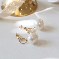 大珍珠淡水珍珠14Kgf耳環/耳環--週年紀念-- 第1張的照片