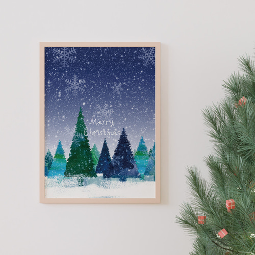 クリスマスツリー、ポスター、北欧、様々なインテリアスタイルに！玄関