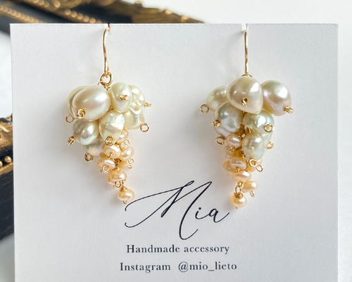 ❃fuwafuwaバロックパール14kgf ピアスBL723ゴールド22㍉ ❃fuwafuwa