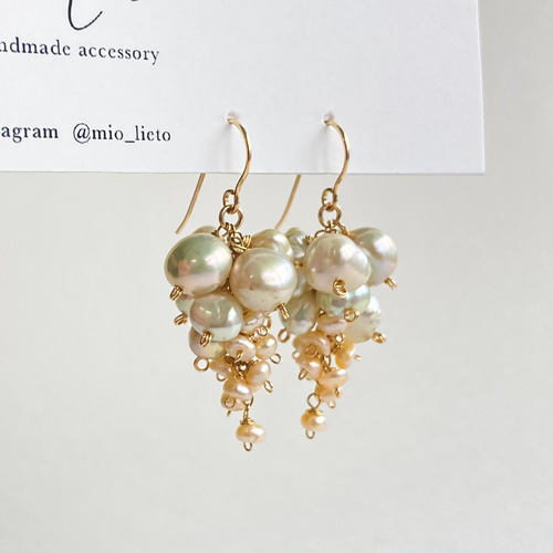 14kgfオパライズドウッドブーケピアス/イヤリング 14kgfオパライズドウッドブーケピアス/イヤリング オパライズドウッド