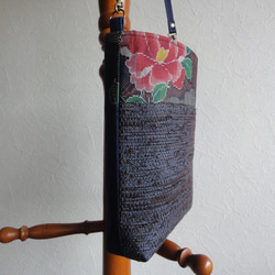 大島紬と裂き織のポシェット 4枚目の画像