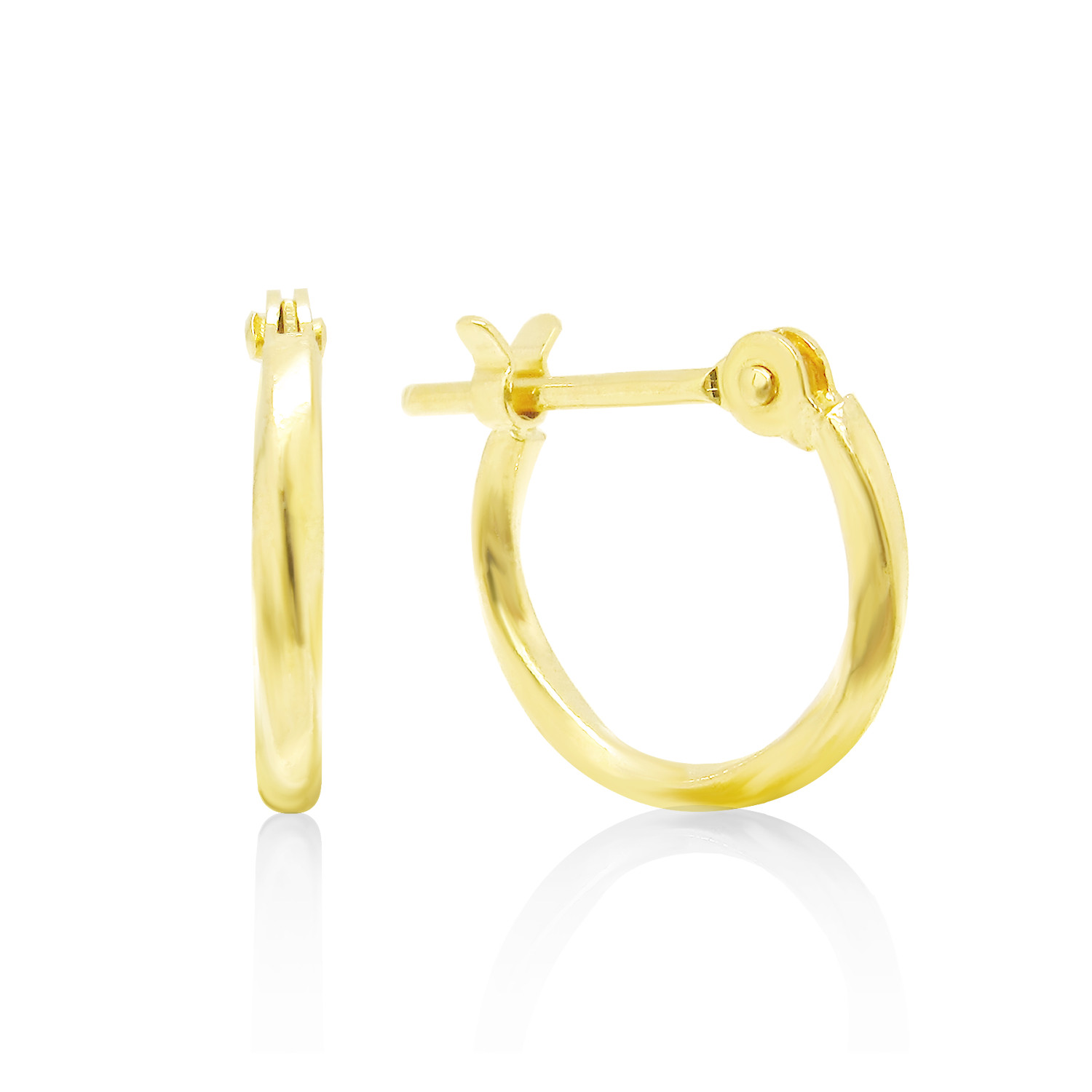 キラッと輝く ツイストラインが人気の 小さな シンプル フープ ピアス K18 イエロー ゴールド ★在庫有り★