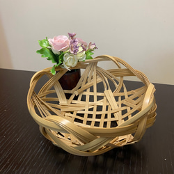 見せる収納に大活躍！ 足付き竹小物入れ (ダークグリーン