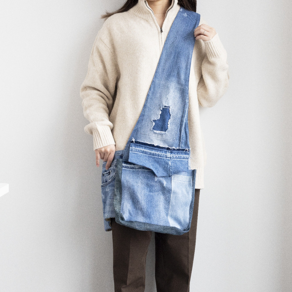 Bamboo handle high class bag／デニムリメイク