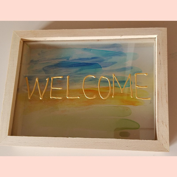 ガラスアート☆welcome☆A 1枚目の画像