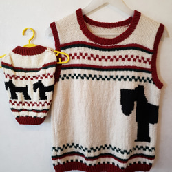 ワンちゃんとペアルック♪シュナウザー柄ベスト エル・ウエーブ オリジナル 1枚目の画像