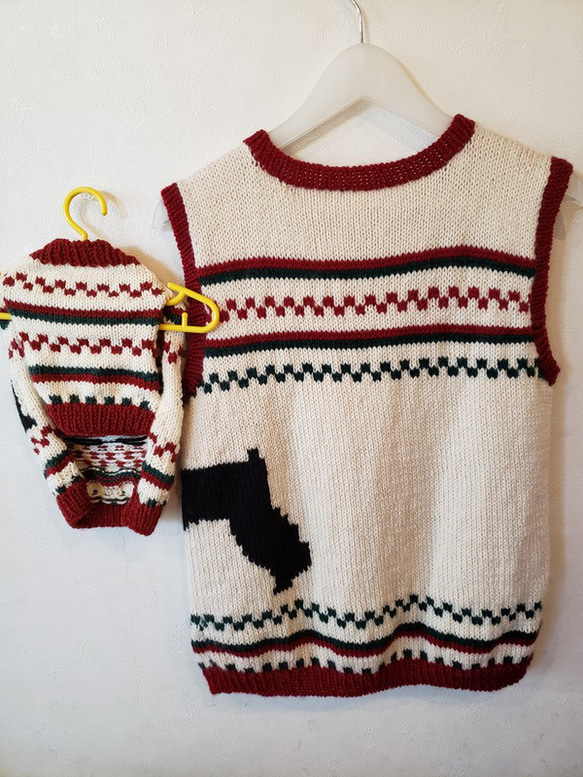 ワンちゃんとペアルック♪シュナウザー柄ベスト エル・ウエーブ オリジナル 2枚目の画像